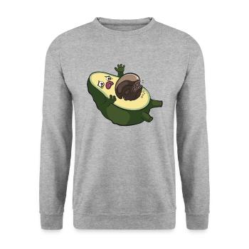 Avocado Alien Aliens Funny Ufo Cinema Movie Gift - Unisex Sweatshirt - salt & pepper - Front - Alina (178cm) & Michal (187cm)