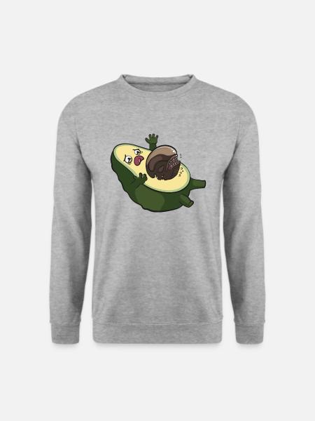 Avocado Alien Aliens Lustig Ufo Kino Film Geschenk - Unisex Pullover - Weißgrau meliert