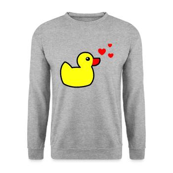 Canard grinçant Jaune Saint-Valentin - Sweat-shirt Unisexe - gris chiné - Devant - Alina (178cm) & Michal (187cm)