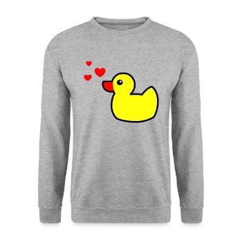 Canard grinçant Jaune Saint-Valentin 2 - Sweat-shirt Unisexe - gris chiné - Devant - Alina (178cm) & Michal (187cm)