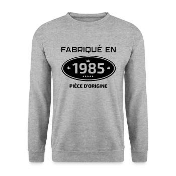 FABRIQUE EN 1985 PIECE D'ORIGINE - Sweat-shirt Unisexe - gris chiné - Devant - Alina (178cm) & Michal (187cm)