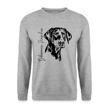 Doberman Pinscher Chien Portrait Chiens Wilsigns - Sweat-shirt Unisexe - gris chiné - Devant - Alina (178cm) & Michal (187cm)