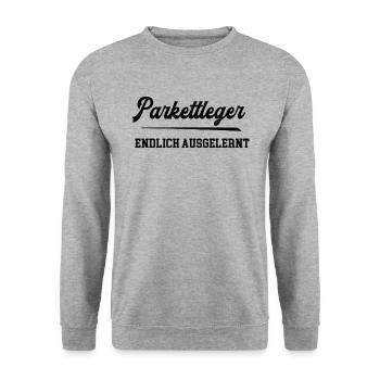 Parkettleger Ausbildung Bestanden Azubi Bodenleger - Unisex Pullover - Weißgrau meliert - Vorne - Alina (178cm) & Michal (187cm)