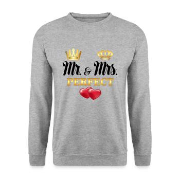 Mr & Mrs Perfect - Unisex Pullover - Weißgrau meliert - Vorne - Alina (178cm) & Michal (187cm)