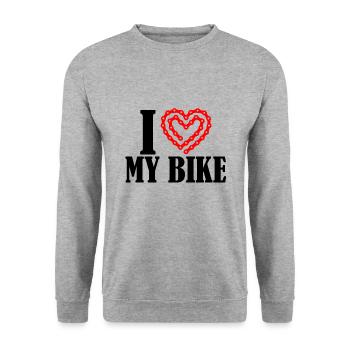 I love my bike - Unisex Pullover - Weißgrau meliert - Vorne - Alina (178cm) & Michal (187cm)