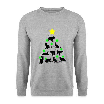 Kitty Xmas - Unisex Sweatshirt - salt & pepper - Front - Alina (178cm) & Michal (187cm)