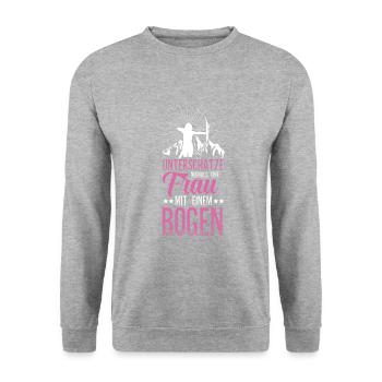 Bogenschießen Bogen bogenschützen bogenschütze - Unisex Pullover - Weißgrau meliert - Vorne - Alina (178cm) & Michal (187cm)