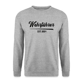 Wehrführer 2024 Freiwillige Feuerwehr Leitung FFW - Unisex Pullover - Weißgrau meliert - Vorne - Alina (178cm) & Michal (187cm)