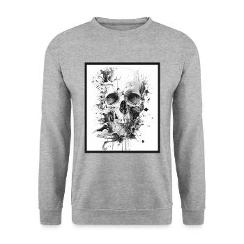 Skull skull abstract art - Unisex Sweatshirt - salt & pepper - Front - Alina (178cm) & Michal (187cm)