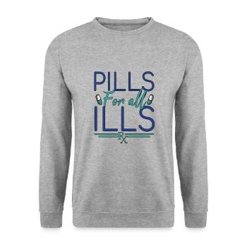 Pilules de pharmacie pour tous les maux - Sweat-shirt Unisexe - gris chiné - Devant - Alina (178cm) & Michal (187cm)