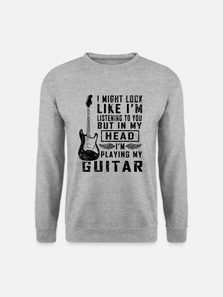 E-Gitarre Rock Heavy Metal Musikinstrument Pop - Unisex Pullover - Weißgrau meliert