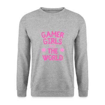 Gamer girl gamer gift saying - Unisex Sweatshirt - salt & pepper - Front - Alina (178cm) & Michal (187cm)