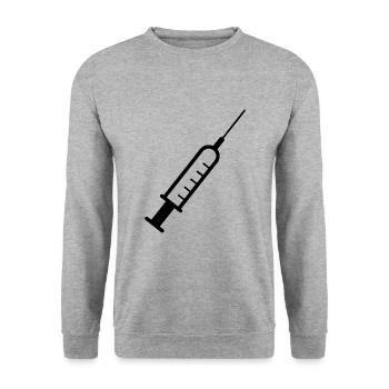 Seringue Médecine Vaccination - Sweat-shirt Unisexe - gris chiné - Devant - Alina (178cm) & Michal (187cm)
