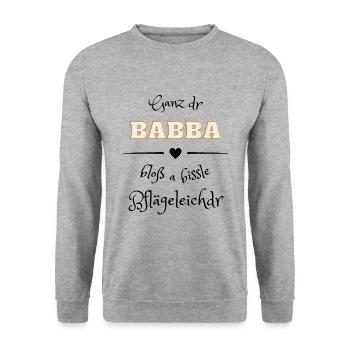 Ganz der Papa - Pflegeleichter - Schwäbisch Dialek - Unisex Pullover - Weißgrau meliert - Vorne - Alina (178cm) & Michal (187cm)