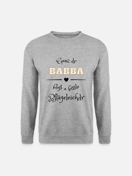 Ganz der Papa - Pflegeleichter - Schwäbisch Dialek - Unisex Pullover - Weißgrau meliert