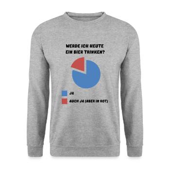 Heute Bier Trinken - Ja wir werden eskalieren und - Unisex Pullover - Weißgrau meliert - Vorne - Alina (178cm) & Michal (187cm)