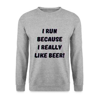 I run because i really like Beer Passion - Unisex Pullover - Weißgrau meliert - Vorne - Alina (178cm) & Michal (187cm)
