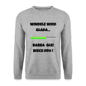 Windele wird geladen Schwäbisch Eltern Papa - Unisex Pullover - Weißgrau meliert - Vorne - Alina (178cm) & Michal (187cm)