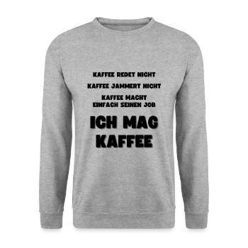 Ich Mag Kaffee Kaffeeliebhaber Kaffeekanne - Unisex Pullover - Weißgrau meliert - Vorne - Alina (178cm) & Michal (187cm)