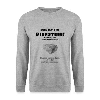 Bierstein Biertrinken Bierflasche Bier Alkohol - Unisex Pullover - Weißgrau meliert - Vorne - Alina (178cm) & Michal (187cm)