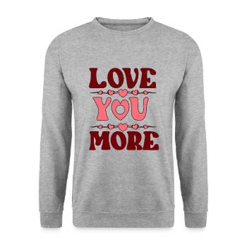 Love You More - Unisex Pullover - Weißgrau meliert - Vorne - Alina (178cm) & Michal (187cm)