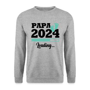Papa 2024 loading - Sweat-shirt Unisexe - gris chiné - Devant - Alina (178cm) & Michal (187cm)
