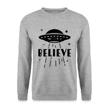 Believe UFO - Unisex Sweatshirt - salt & pepper - Front - Alina (178cm) & Michal (187cm)