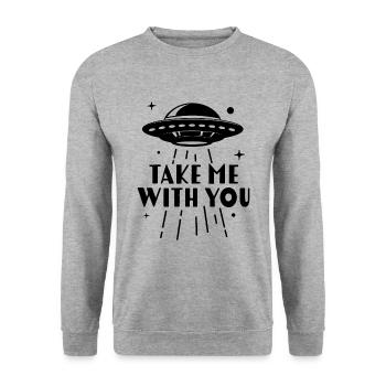 Nimm mich mit - Unisex Pullover - Weißgrau meliert - Vorne - Alina (178cm) & Michal (187cm)