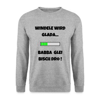 Windele wird Glada - Schwäbisch Stolz Schwabenland - Unisex Pullover - Weißgrau meliert - Vorne - Alina (178cm) & Michal (187cm)