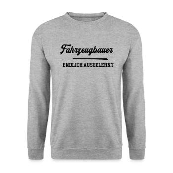 Fahrzeugbauer Ausbildung Bestanden Azubi Autobauer - Unisex Pullover - Weißgrau meliert - Vorne - Alina (178cm) & Michal (187cm)