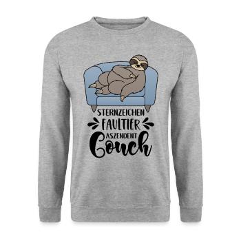 Zodiac sign sloth ascendant couch funny - Unisex Sweatshirt - salt & pepper - Front - Alina (178cm) & Michal (187cm)