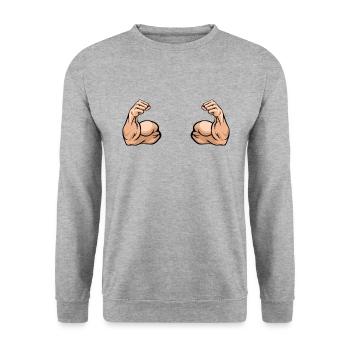 Bizeps - Unisex Pullover - Weißgrau meliert - Vorne - Alina (178cm) & Michal (187cm)