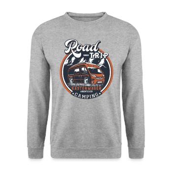 Kastenwagen Road-Trip Camping Abenteuer - Unisex Pullover - Weißgrau meliert - Vorne - Alina (178cm) & Michal (187cm)