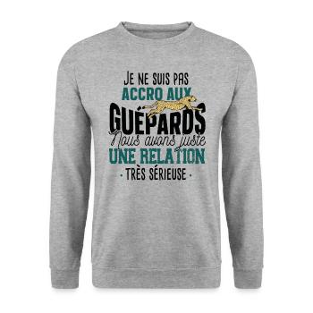 Guépard Jaguar Léopard Cadeau Animal Humour Wild - Sweat-shirt Unisexe - gris chiné - Devant - Alina (178cm) & Michal (187cm)