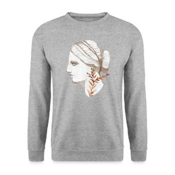 Head woman watercolor Ancient Rome - Unisex Sweatshirt - salt & pepper - Front - Alina (178cm) & Michal (187cm)
