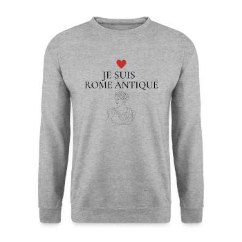 Je suis Rome antique coeur roug - Sweat-shirt Unisexe - gris chiné - Devant - Alina (178cm) & Michal (187cm)