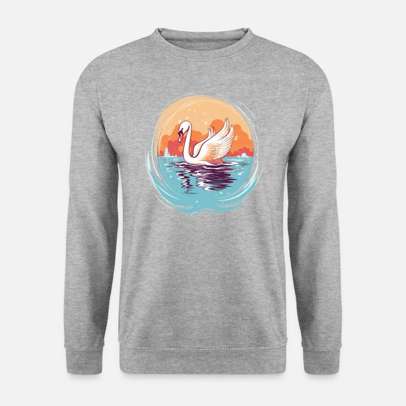 Schöner Schwan - Unisex Pullover - Weißgrau meliert