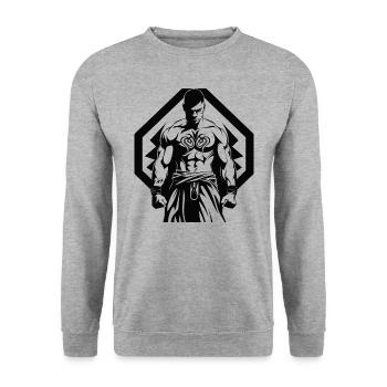 Tribal Boxer / Fighter Logo Tattoo Design - Sweat-shirt Unisexe - gris chiné - Devant - Alina (178cm) & Michal (187cm)