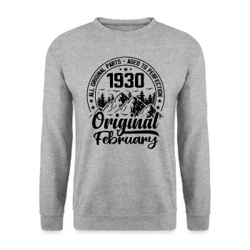 1930 February Original: 94 Years Anniversary Gift - Unisex Sweatshirt - salt & pepper - Front - Alina (178cm) & Michal (187cm)