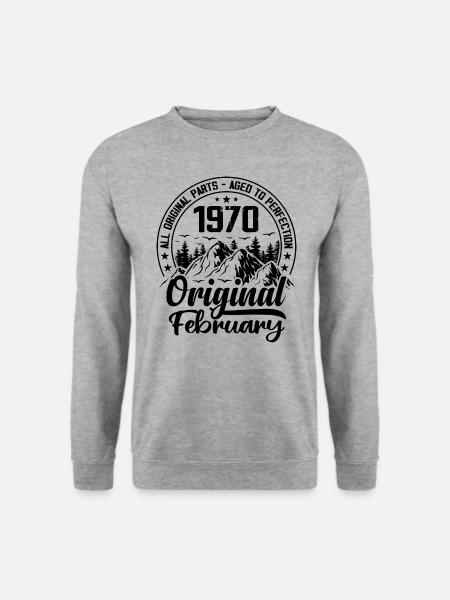 1970 Februar Original: 54 Jahre Geburtstagsgeschenk - Unisex Pullover - Weißgrau meliert