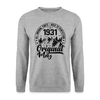 1931 May Original: 93 Years Anniversary Gift - Unisex Sweatshirt - salt & pepper - Front - Alina (178cm) & Michal (187cm)