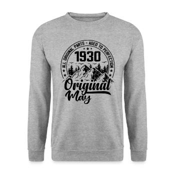 1930 May Original: 94 Years Anniversary Gift - Unisex Sweatshirt - salt & pepper - Front - Alina (178cm) & Michal (187cm)