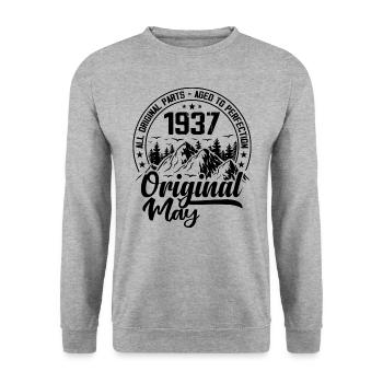 1937 May Original: 87 Years Anniversary Gift - Unisex Sweatshirt - salt & pepper - Front - Alina (178cm) & Michal (187cm)