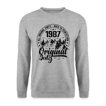 1987 July Original: 37 Years Anniversary Gift - Unisex Sweatshirt - salt & pepper - Front - Alina (178cm) & Michal (187cm)
