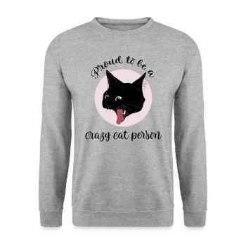 Crazy cat lover gift for cat crazy woman or man - Unisex Sweatshirt - salt & pepper - Front - Alina (178cm) & Michal (187cm)