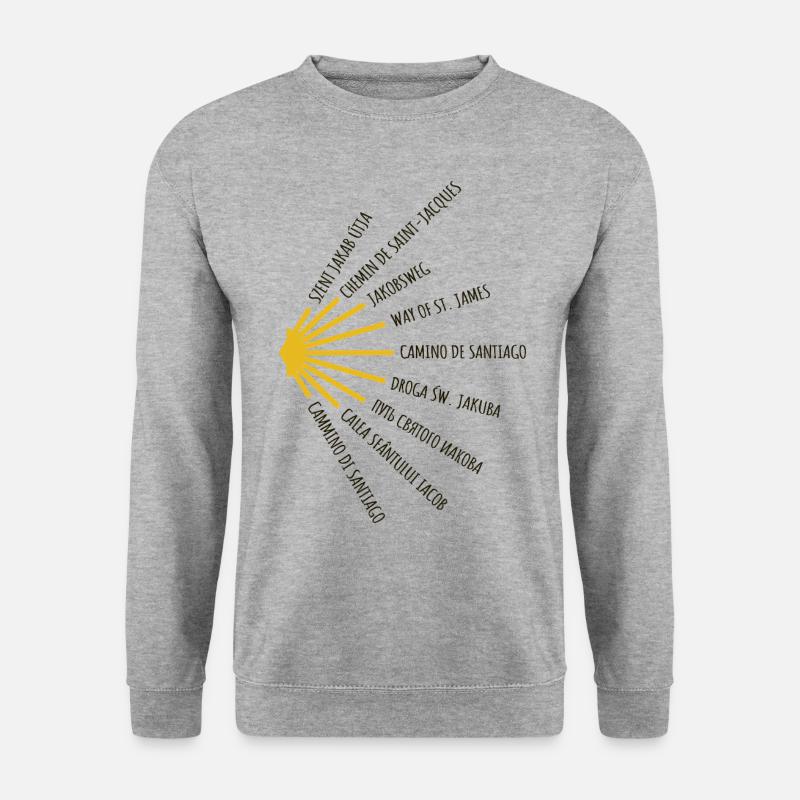 Jakobsweg kennt viele Sprachen - Camino - Pilgern - Unisex Pullover - Weißgrau meliert