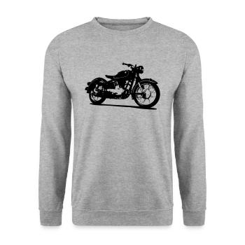 Moto classique vélo015 - Sweat-shirt Unisexe - gris chiné - Devant - Alina (178cm) & Michal (187cm)