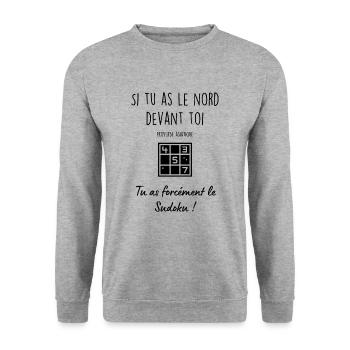 Sudoku - Sweat-shirt Unisexe - gris chiné - Devant - Alina (178cm) & Michal (187cm)