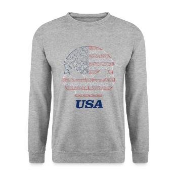 Skull flag of america USA - Unisex Pullover - Weißgrau meliert - Vorne - Alina (178cm) & Michal (187cm)