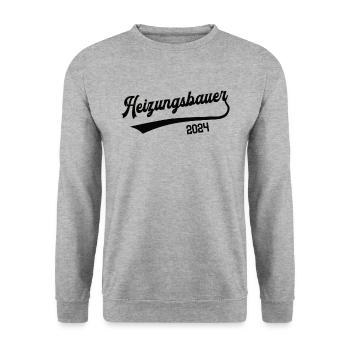 Heizungsbauer 2024 Beruf Zentralheizung Mechaniker - Unisex Pullover - Weißgrau meliert - Vorne - Alina (178cm) & Michal (187cm)